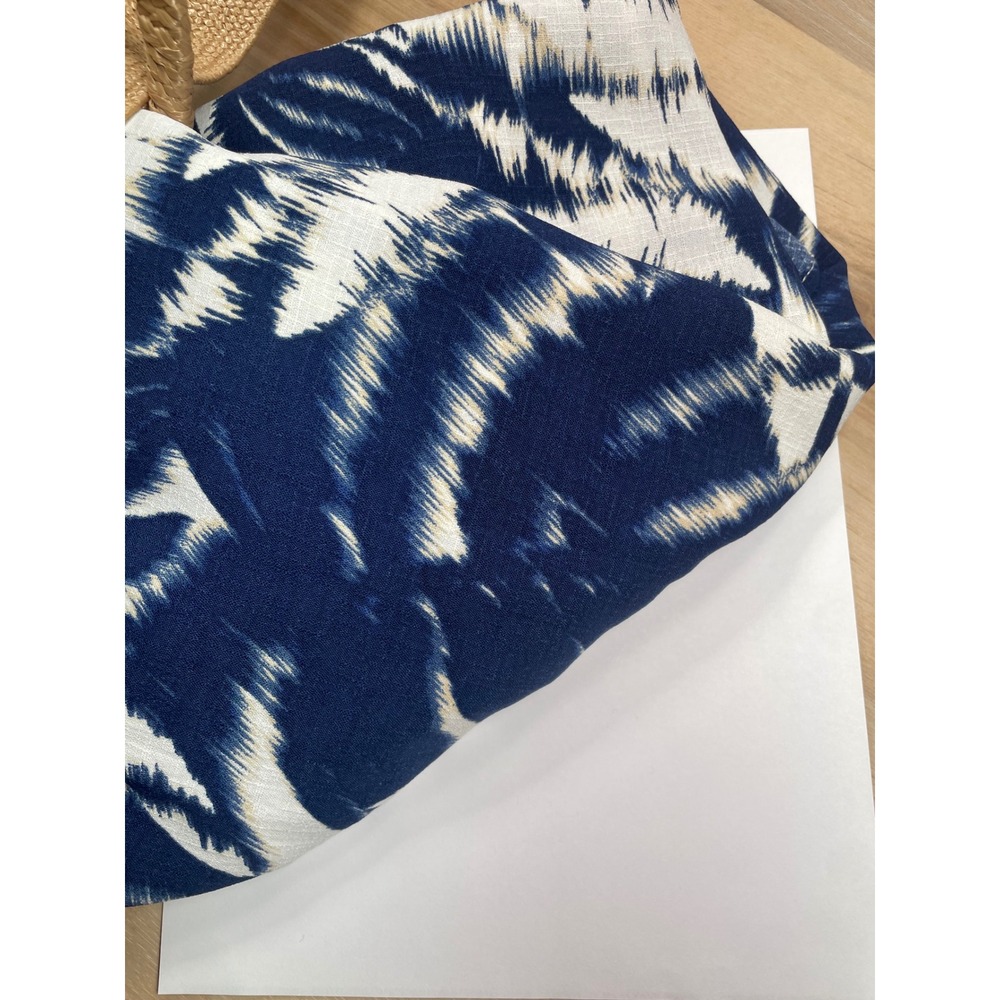 Fred David Blue White Tropical Print Midi Dress Belted Sleeveless Size Small - Picture 7 of 10